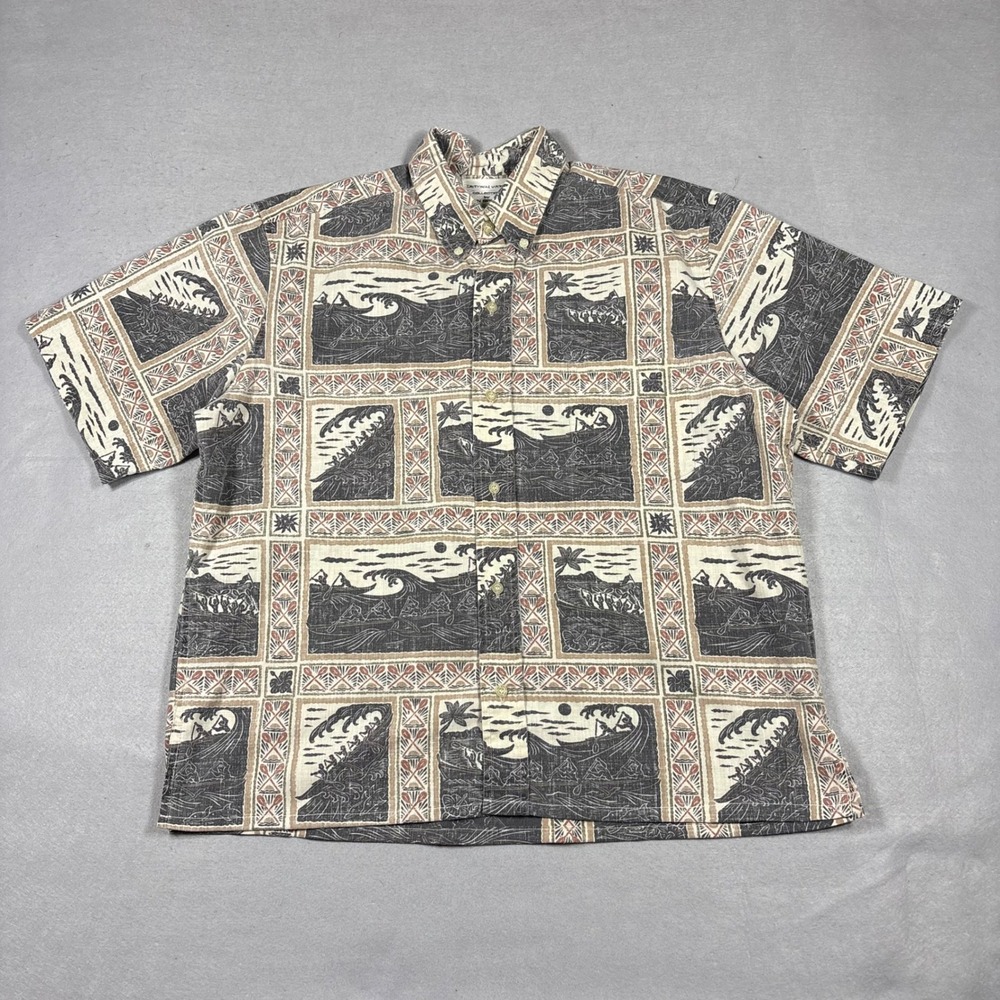 Reyn Spooner Dietrich Varez Collection Mens Large Hawaiian Shirt Wave Print L